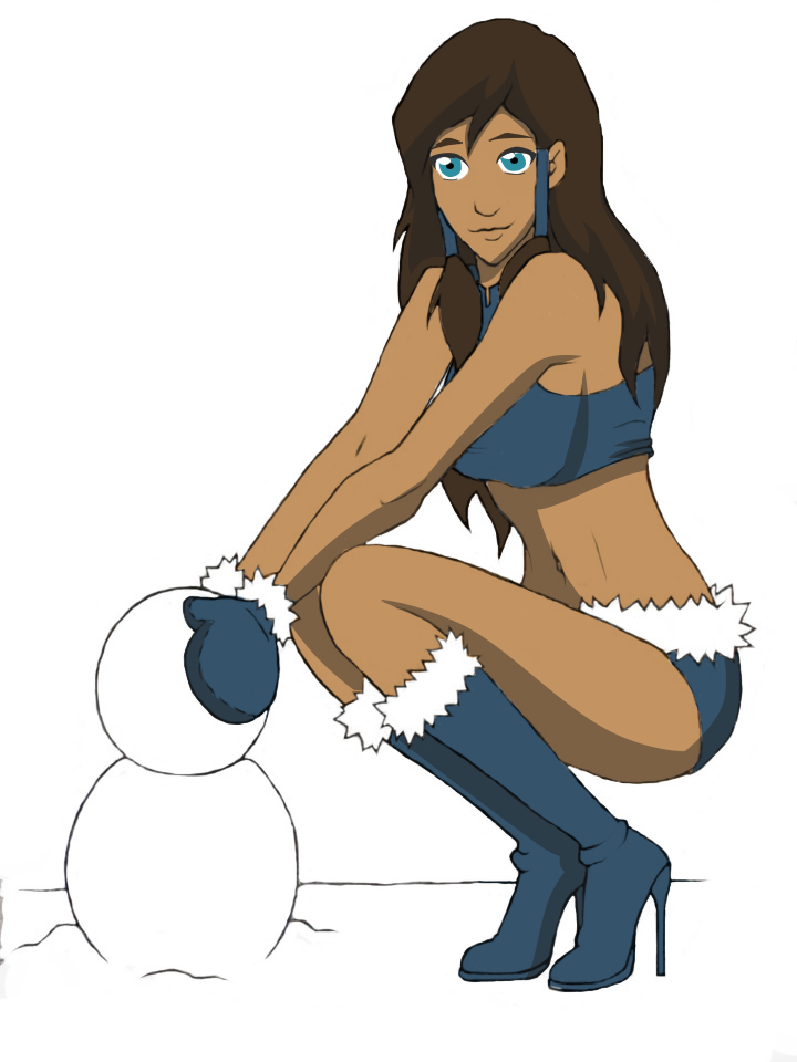 Here's sexy Korra making a snowman. 