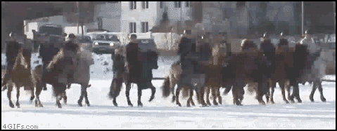 Haters gonna hate. .. well it should also show that to save the horses from drowning in the freezing water, one man dove into the water and let the horses use him as a ladder to get 