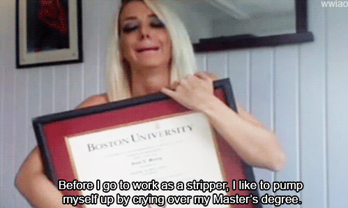 Masters Degree. Jenna Marbles.. Jenna was awesome when she wrote for barstoolsports dot com