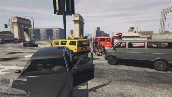 They don't only fight fires!. He got his ass stomped! Sauce: .. Is this GTA-5 In first person?