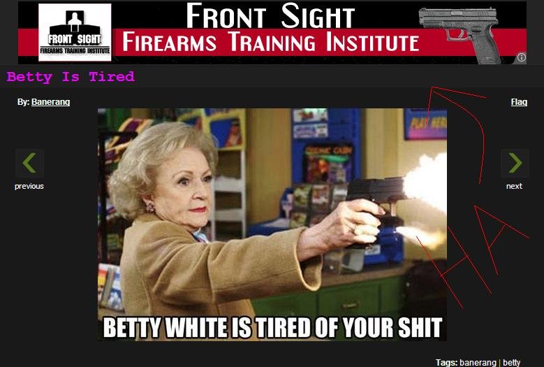 Advertisment WIN. Subliminal messages, ftw. FIREARMS TRAINING INSTITUTE -.L- FRONT SIGHT ". y:. Ban_ erally BETTY WHITE It. r.' . 8. EB or VIII!!! SHIT