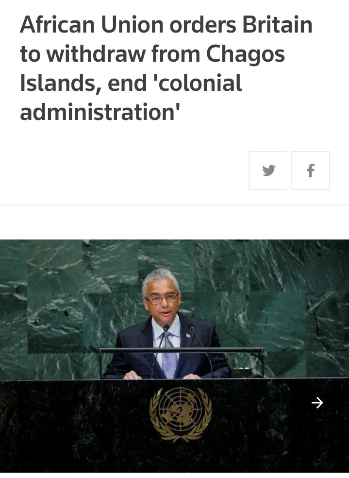 African Union DEMANDS the uk leave the chagos. .. &gt;not making it a state at this point I mean as long as you have 1% population of an accepted culture you can make a colony a state.