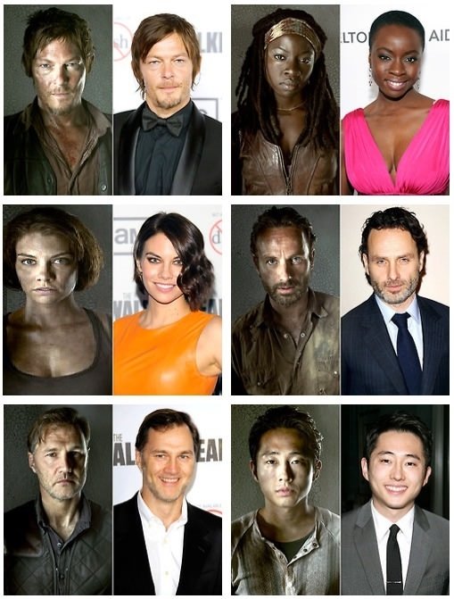 After a shower. Some Walking Dead cast members after a shower.. I think maggie looks better before... i like them dirty