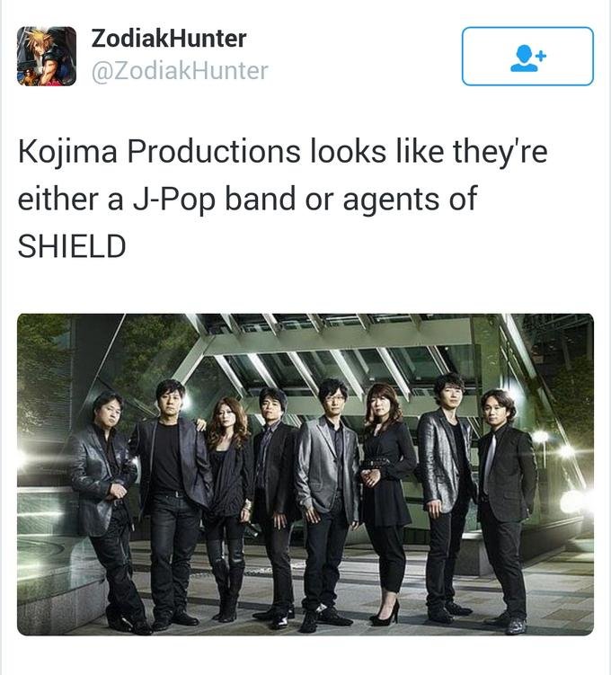 Agents of Kojima. . Gojirra Productions looks like they' re either a band or agents of SHIELD. The asians of S.H.I.E.L.D