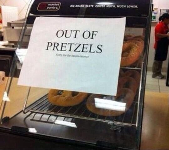America. .. the pretzels in those cases are plastic