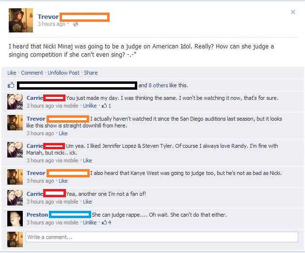 American Idol's Demise. Some OC from my facebook, enjoy! The tags love you.. 3 hours ago . Iheard that Nicki Mina] was going to be a judge on American Idol. Rea