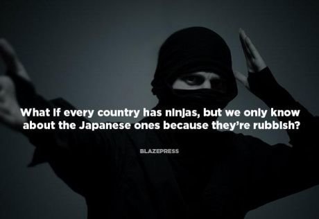 American Ninjas. I can only imagine the obese ninjas whispering: &quot;stealth&quot;. What If every country has nillas, but we only know about the Japanese ones