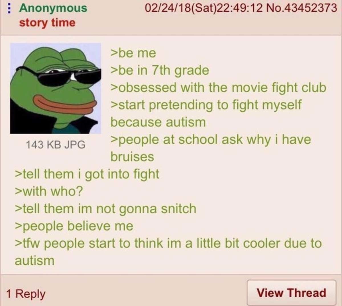 Anon is Cool. .. People thought your dad beat you