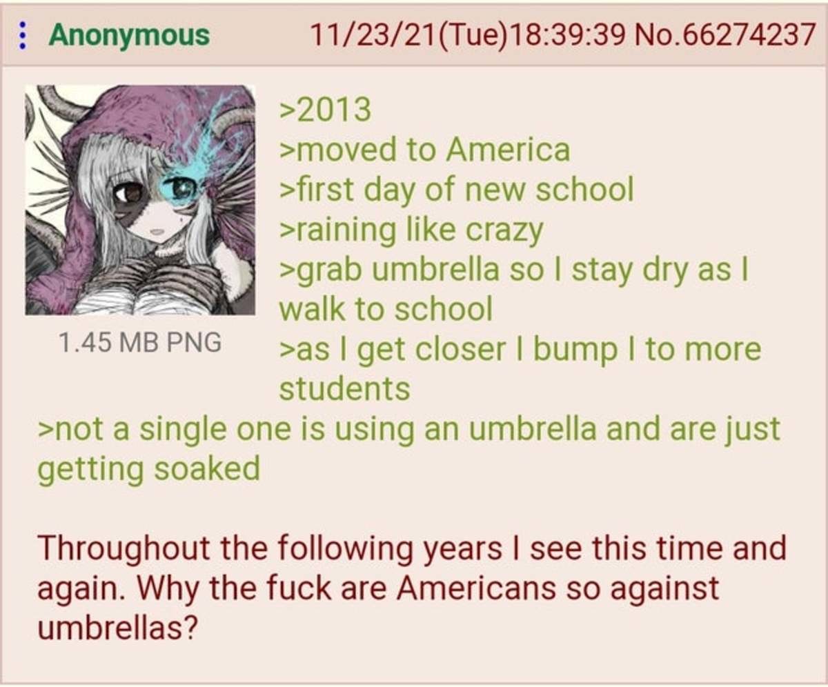 Anon is Not Wet. .. Can't hold a two guns if you're using an umbrella