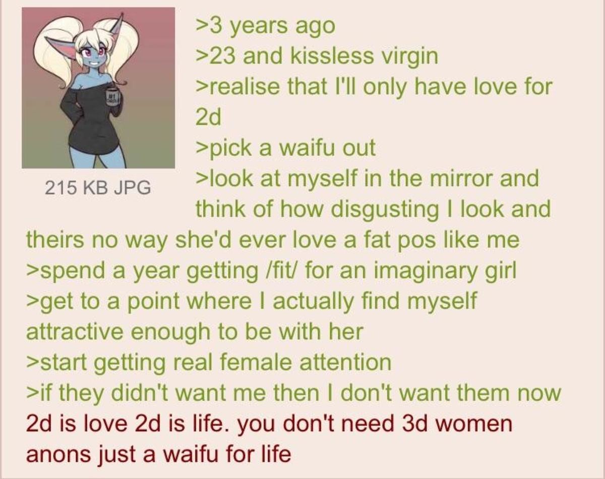 anon takes the 2d pill. .. But he even said himself that the 2d wouldn't want him when he was fat.