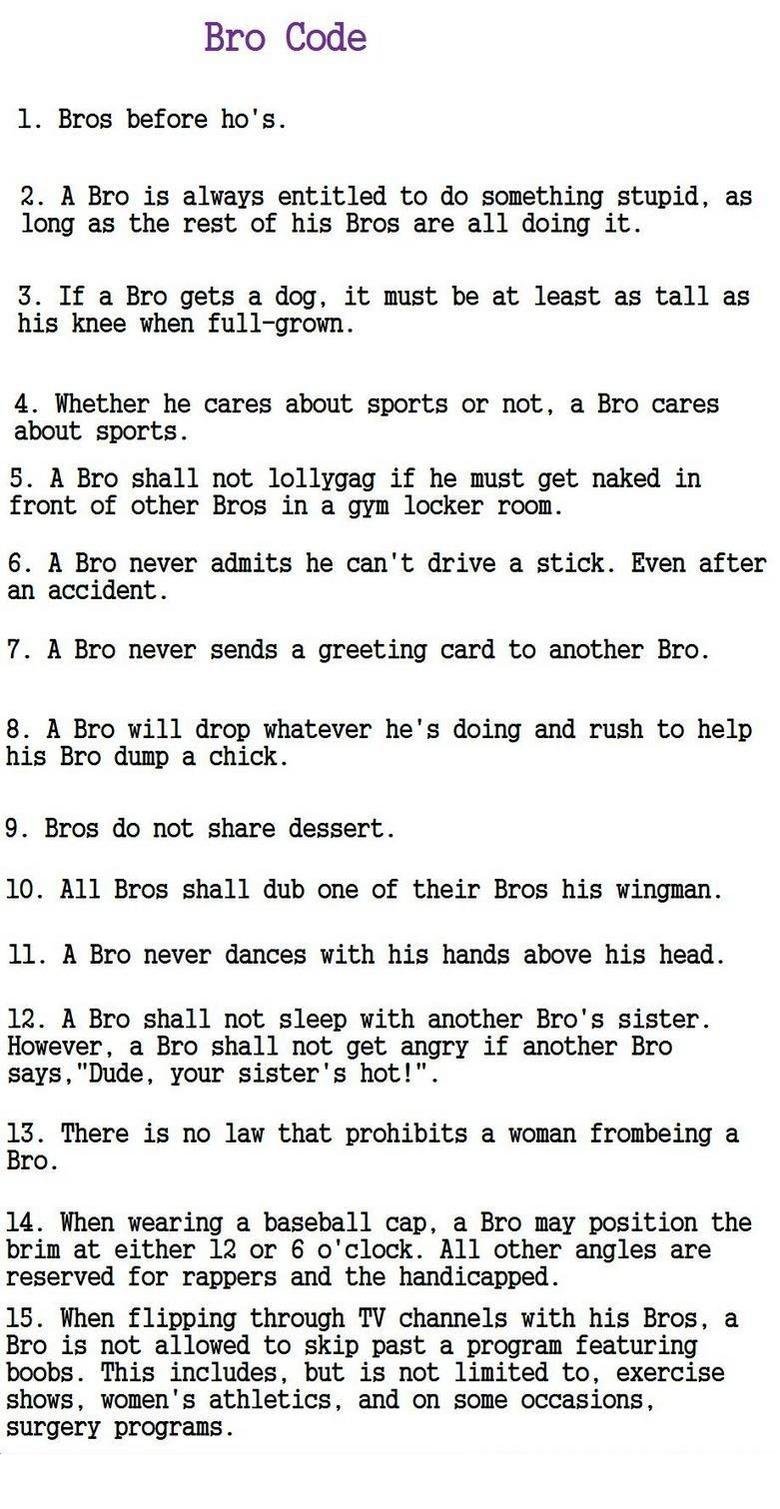 The Bro Code Commandments bro code