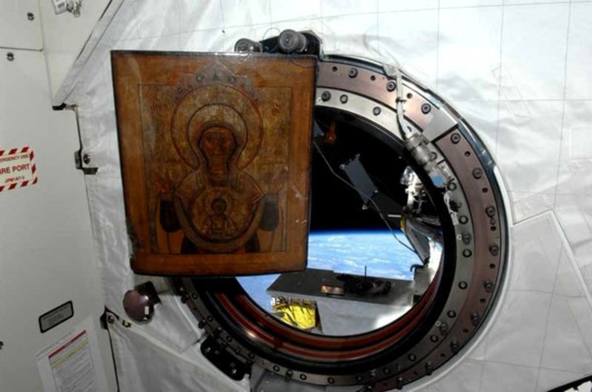 Christianity in Space. Fun fact: space is full of christian stuff. Russian part of ISS has an icon corner, the Gospels and a big cross, they've had orthodox and