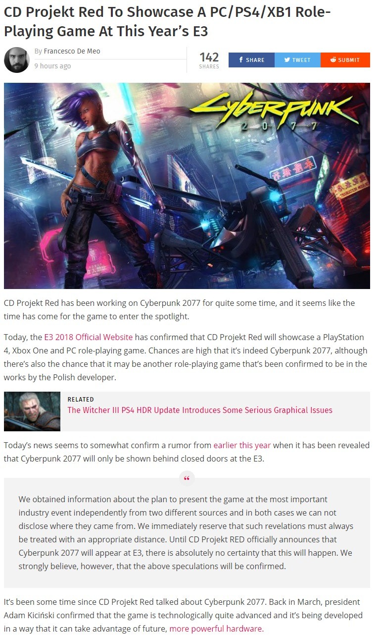 Cyberpunk Confirmed E3