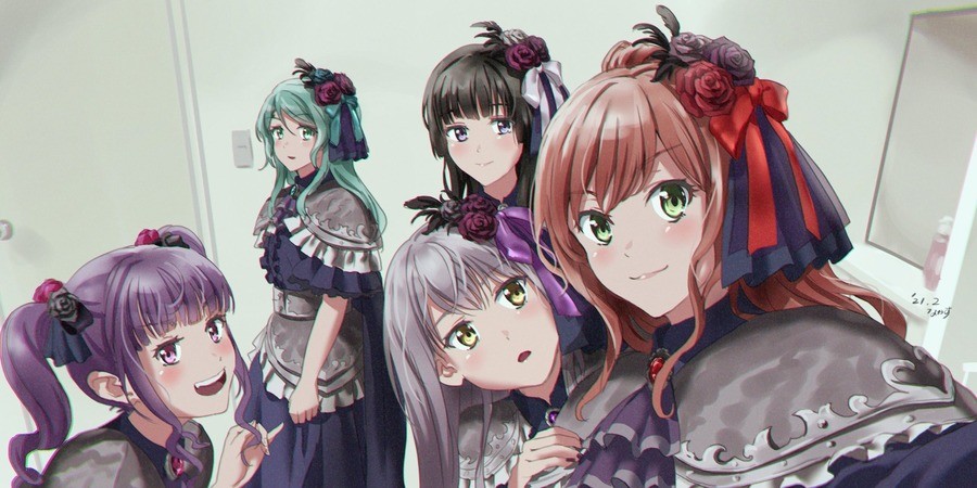Daily BanG Dream #492. Artist's Twitter post: Girls are from BanG Dream join list: BanGDream (95 subs)Mention History &quot;Roseliaの皆さんin楽屋&quot; &quot;Roselia 
