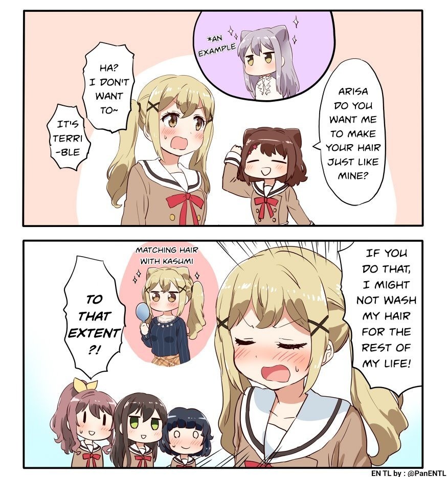 Daily BanG Dream #513. Artist's Twitter post: Found translated here: Girls are from BanG Dream join list: BanGDream (108 subs)Mention History &quot;Matching pai