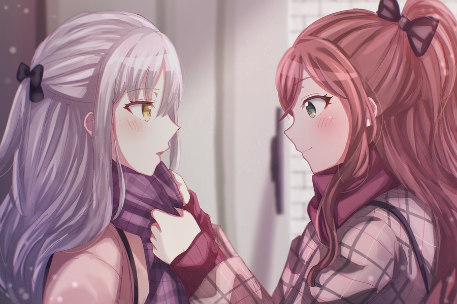Daily BanG Dream #880. Artist's Twitter post: Girl on left is Yukina Minato, right is Lisa Imai, both from BanG Dream join list: BanGDream (99 subs)Mention Hist