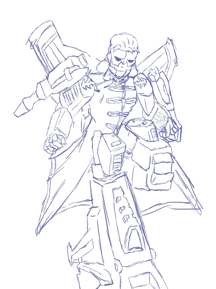 Daily Drawing day 34. I dont even know anymore. this mornings stream was a bit dead so i only did a fusion sketch of full frontal from gundam unicorn and star s