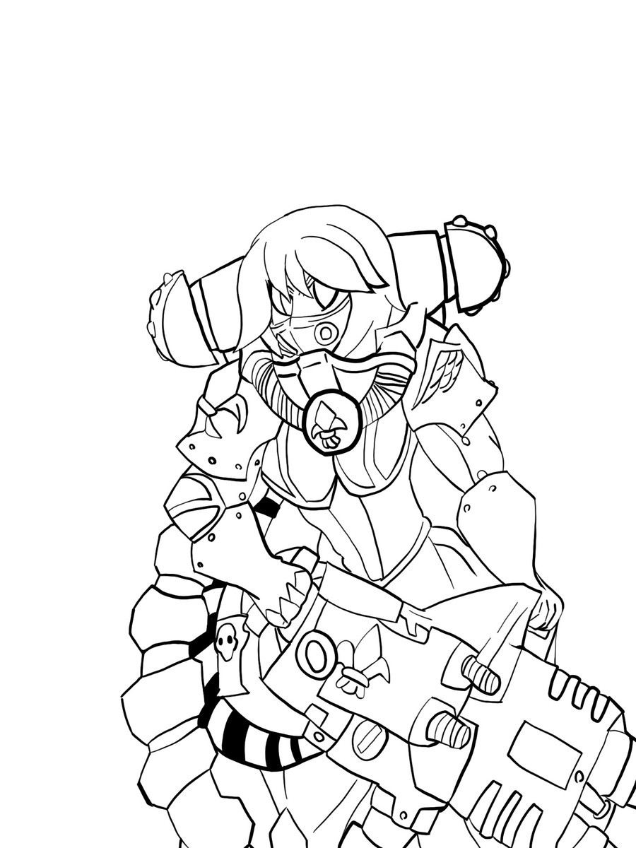 daily drawing day8. sister of battle. just lineart today. i want to spend some time working more on my other painting so heres a sister of battle from 40K. im s