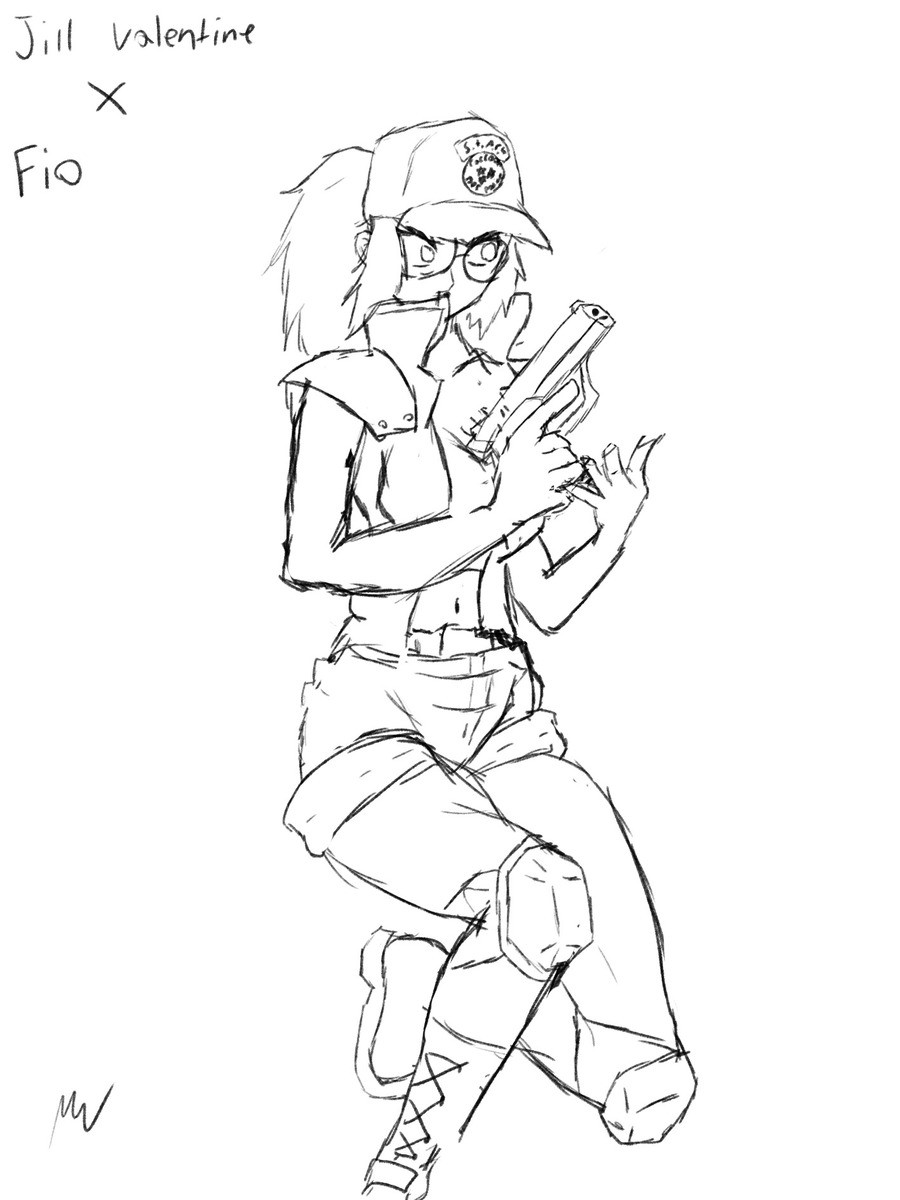 DailyDrawing day 104. Fusion. its been a while since ive done a fusion character and a friend of mine wanted a Fio drawing from metal slug and i wanted a Jill v