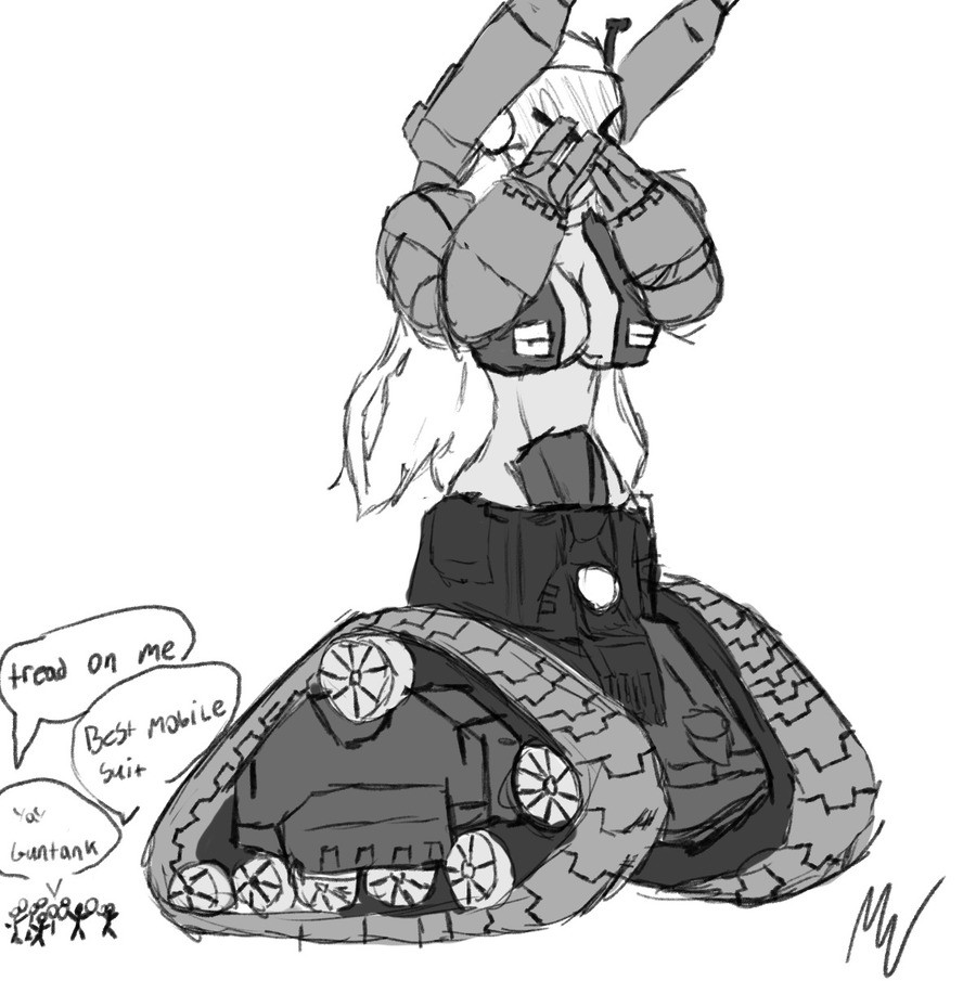 DailyDrawing day 71. guntank. taking a tip from jobby the hong and turning my favorite robot and turning it into a cute girl. join list: SupernerdART (100 subs)