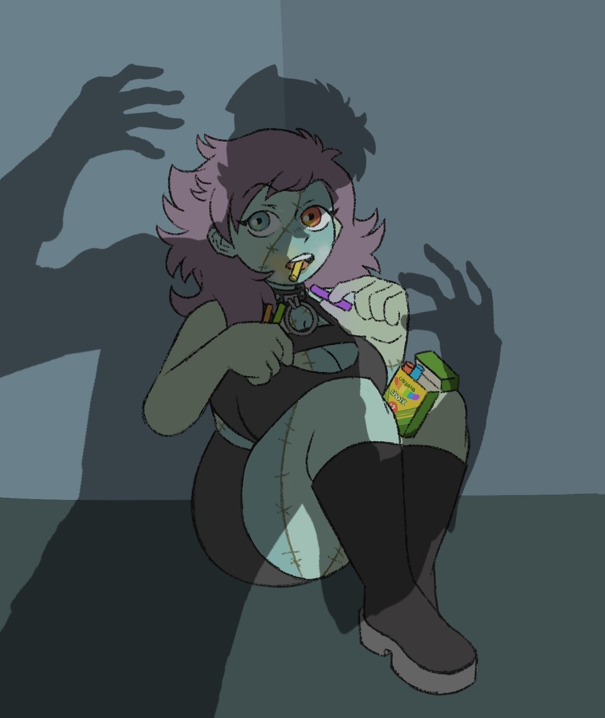 Death By Chalk-alot. The monster feeds. She just feeds on chalk. She heard some of the townsfolk talking about how ladies love good “chalk-alot” so she begged t