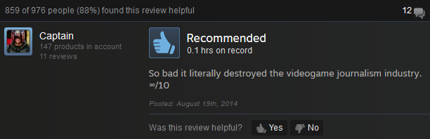 Depression Quest Steam reviews. . u.',' t Captain A Recommended is bad it literally destroyed the videogame journalism industry. was as this IE., .// helpful"; 