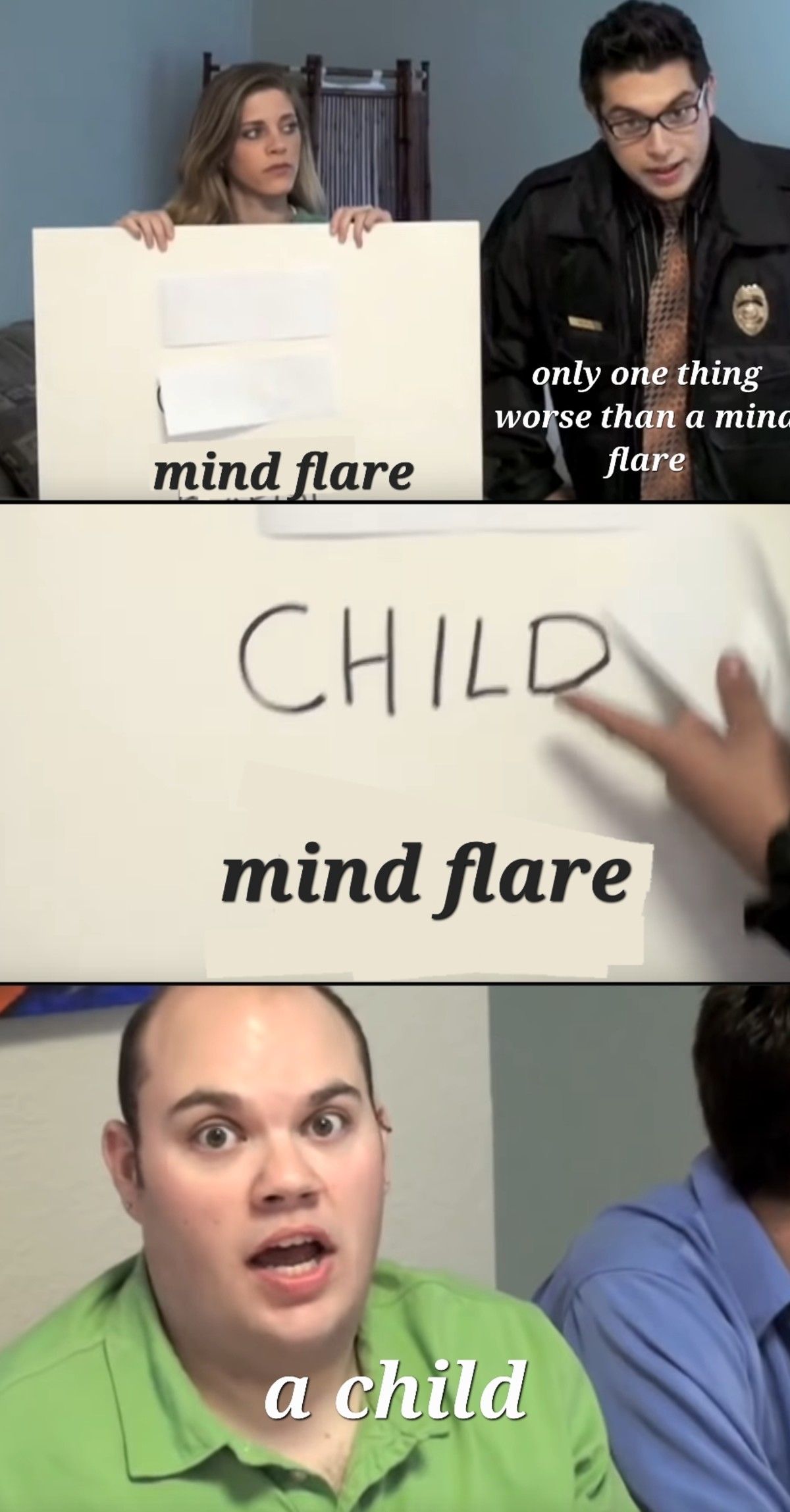 Dnd right now. We're fighting a child mind flayer rn.. ... Mind flare? Did they mean Mind Flayer?