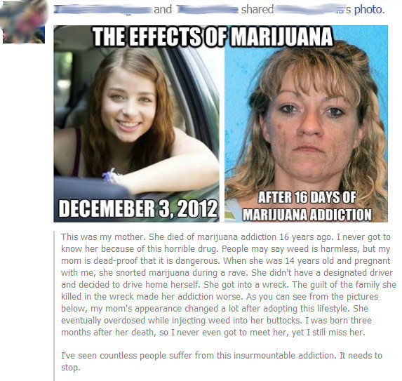 do inject marijuana. . WINNER 3. 2012 , This was my mother. She died of marijuana addiction 16 years ago. I never got to know her because of this horrible drug.