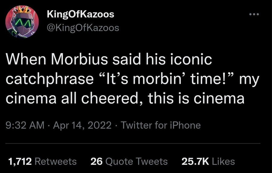 dozen Gnu. .. Movies have gotten so campy and dumb that i genuinely can't even tell what's a joke anymore. Did he actually say that or is this a meme?Comment edited at .