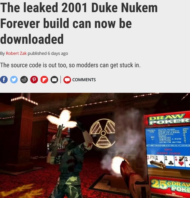 Duke Nukem Forever 2001 leaked. .. I'm here to download and game. And I'm all out of game.