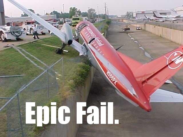 EPIC FAIL. .. Hey uh... I think you might have missed the airport.... Just a LITTLE ...