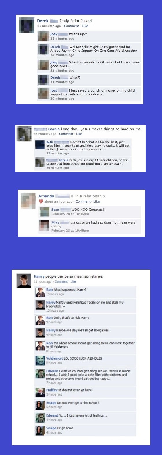 Facebook Fails. sorry if you have seen these before, and that the last one is to blurry, or if there to hard to read .