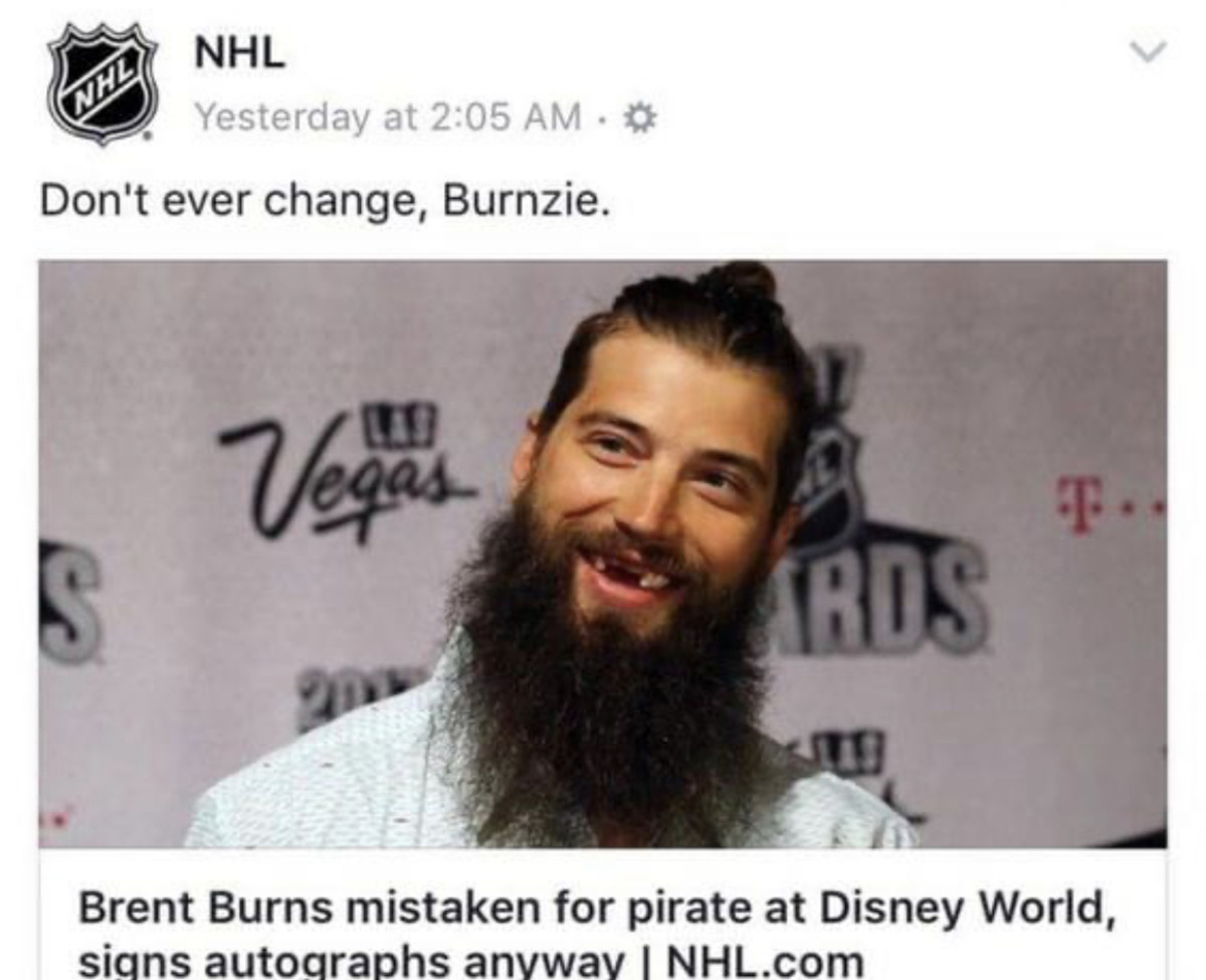 Good job Burnzie. .. Being a pirate is cooler than being a NFL player right now
