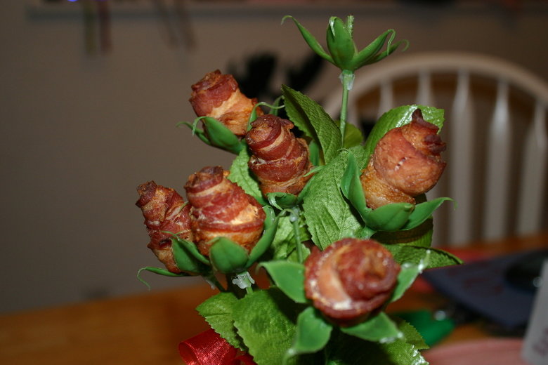 Happy Valentines Day, FJ. Roses made of Bacon, that's right. MOTHA. . BACON... Dammit bobby!