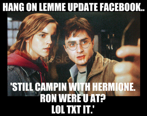 Harry Potter. Yay Harry Potter, sorry for no Harry and Draco having sex jokes...my bad!. HANG " UPDATE FAEBOOK