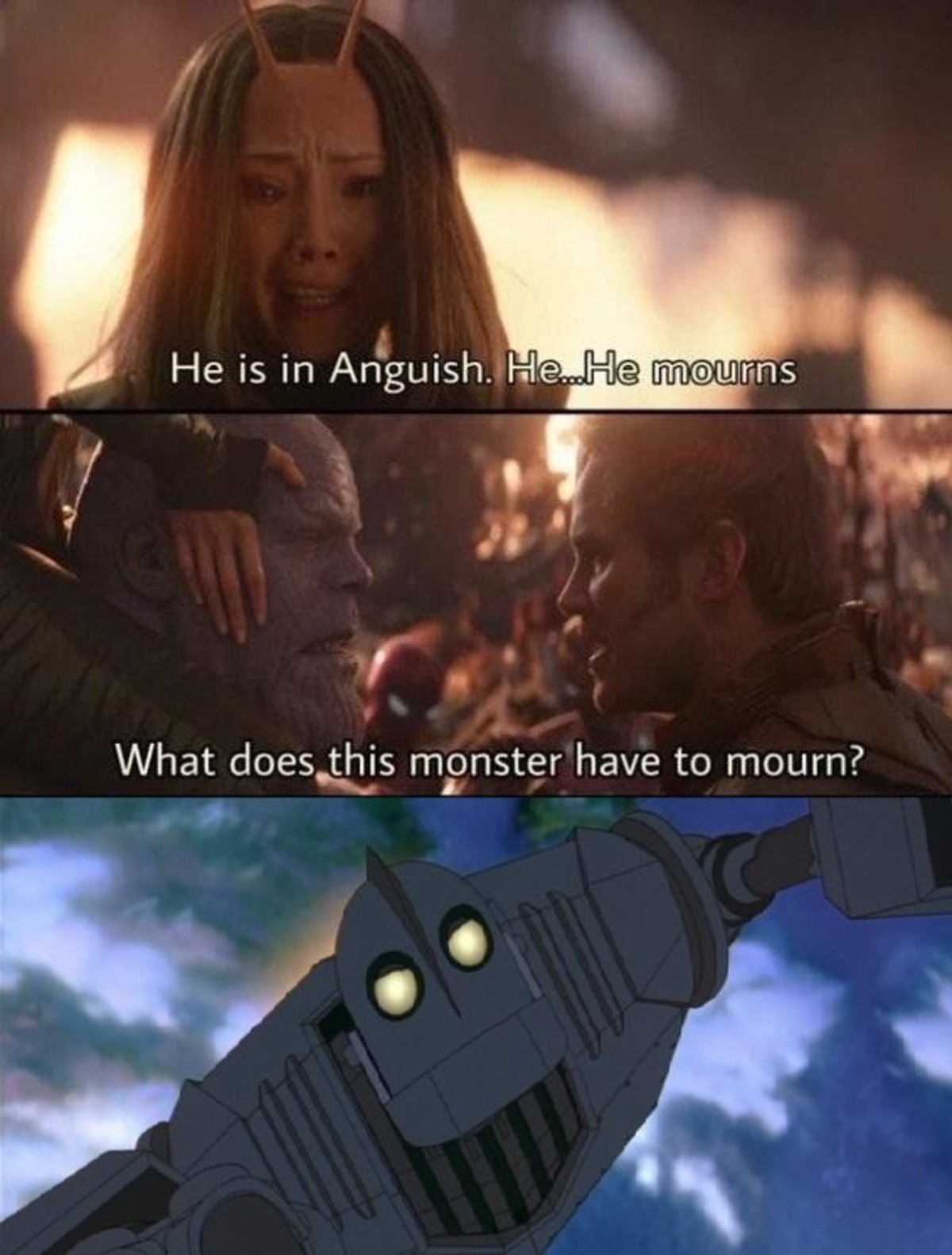 He mourns. .. I feel him
