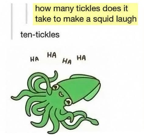 Heard you like jokes. Obviously from fun-blr. View many tickles does it take to make a squid laugh