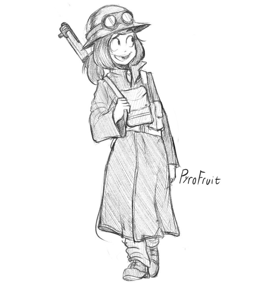 Helmet girl with a Trenchcoat. .. Oi, m8 that's bloody neat.