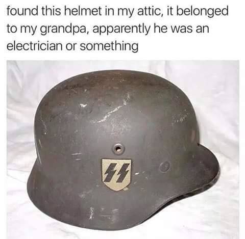 Helmet. . found this helmet in my attic, it belonged be my grandpa, apparently he was an electrician or something. Well, he did operate with gas.