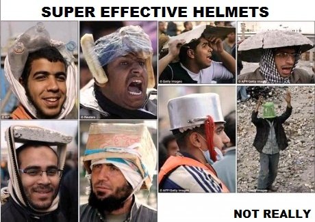 Helmets. . SUPER EFFECTIVE HELMETS smit REALLY. a rock as helmet? dude that will only make it worse