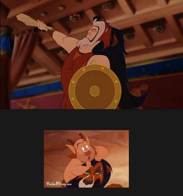 Hercules (Read description). That awesome moment when you realize Hercules was wearing Scar's skin from The Lion King. Just noticed this today while watching He