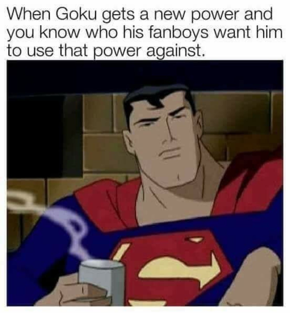 Here we go again. . his him. i mean techincally it's not a fair fight, it's more like goku vs a tons of different superman written by different people