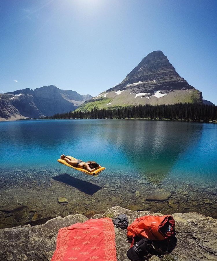 Hidden Lake, Montana, USA. .. It would be even better if that girl wasn't in the way.