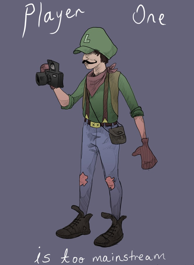 Hipster Luigi. .. Mario: I'm taking player 1 Luigi: Knock yourself out