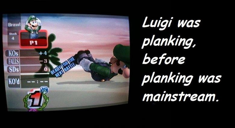 Hipster Luigi. . Luigi was planking, r before planking was mainstream.