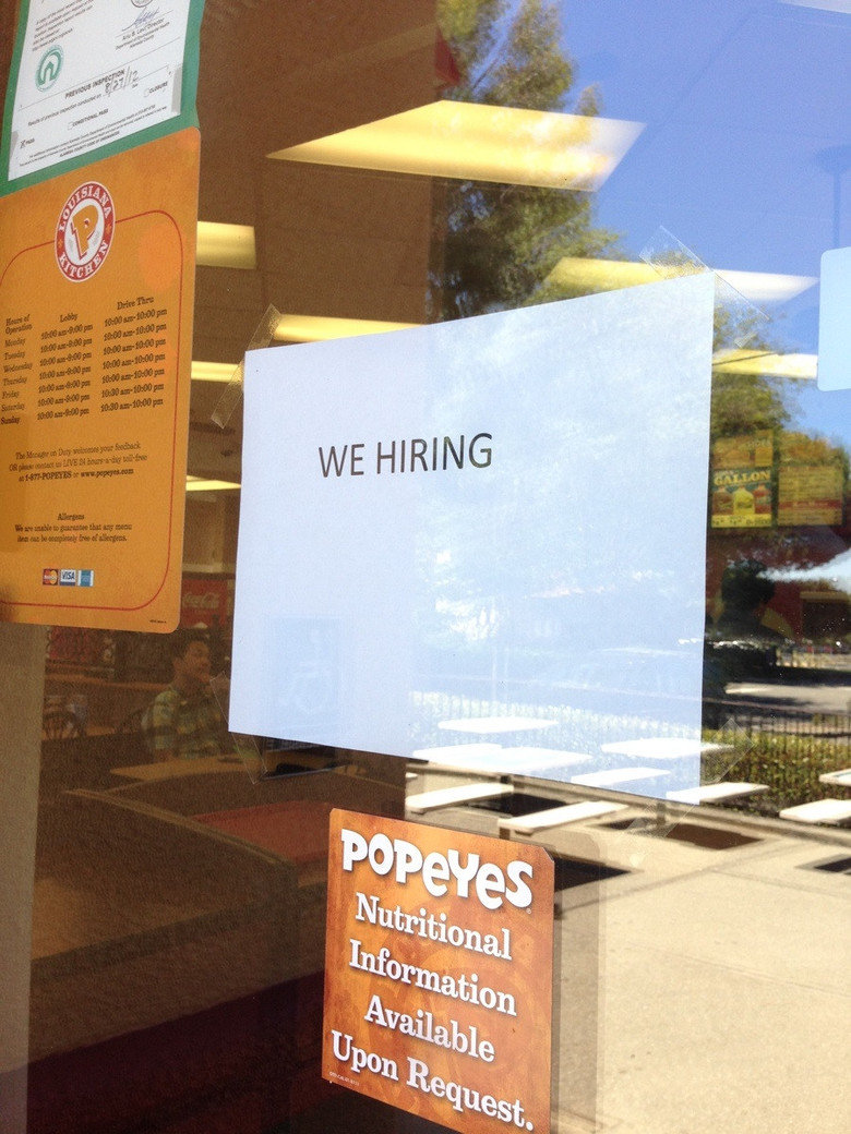 hiring notice at popeyes. .. The town I live in is so white that even the Popeyes workers are white.