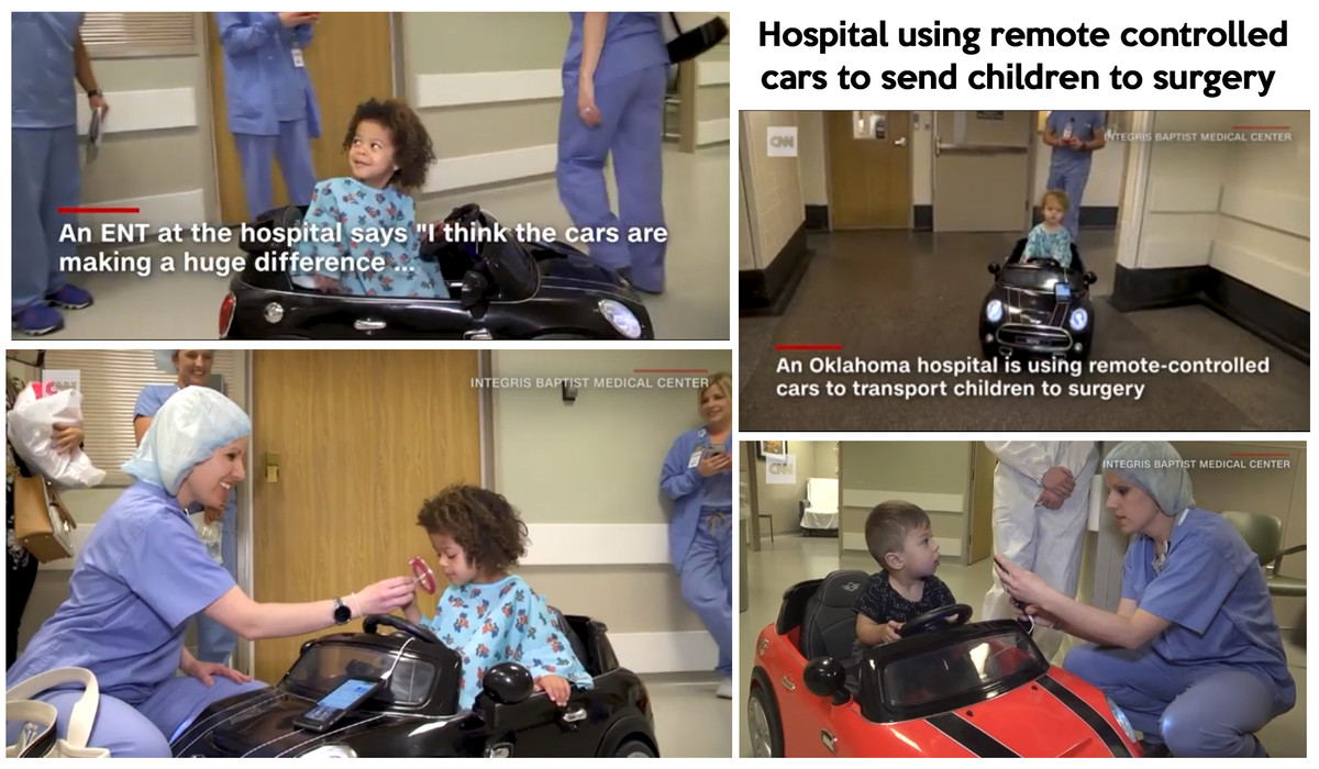 hospital using remote controlled cars to send children to surgery. THIS WOULD BE GOOD FOR KIDS.. Man, now I wish I was sick as a kid now rather than back in 95