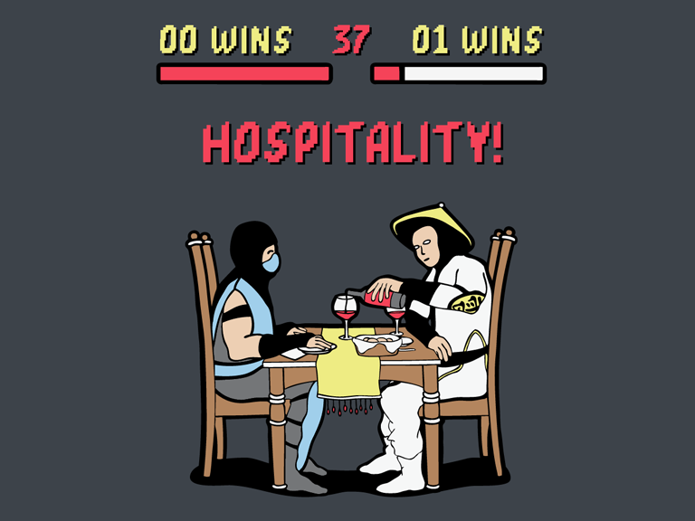 Hospitality. Finish him off with your sufle. WINS 01 WINS. Poison suffle?