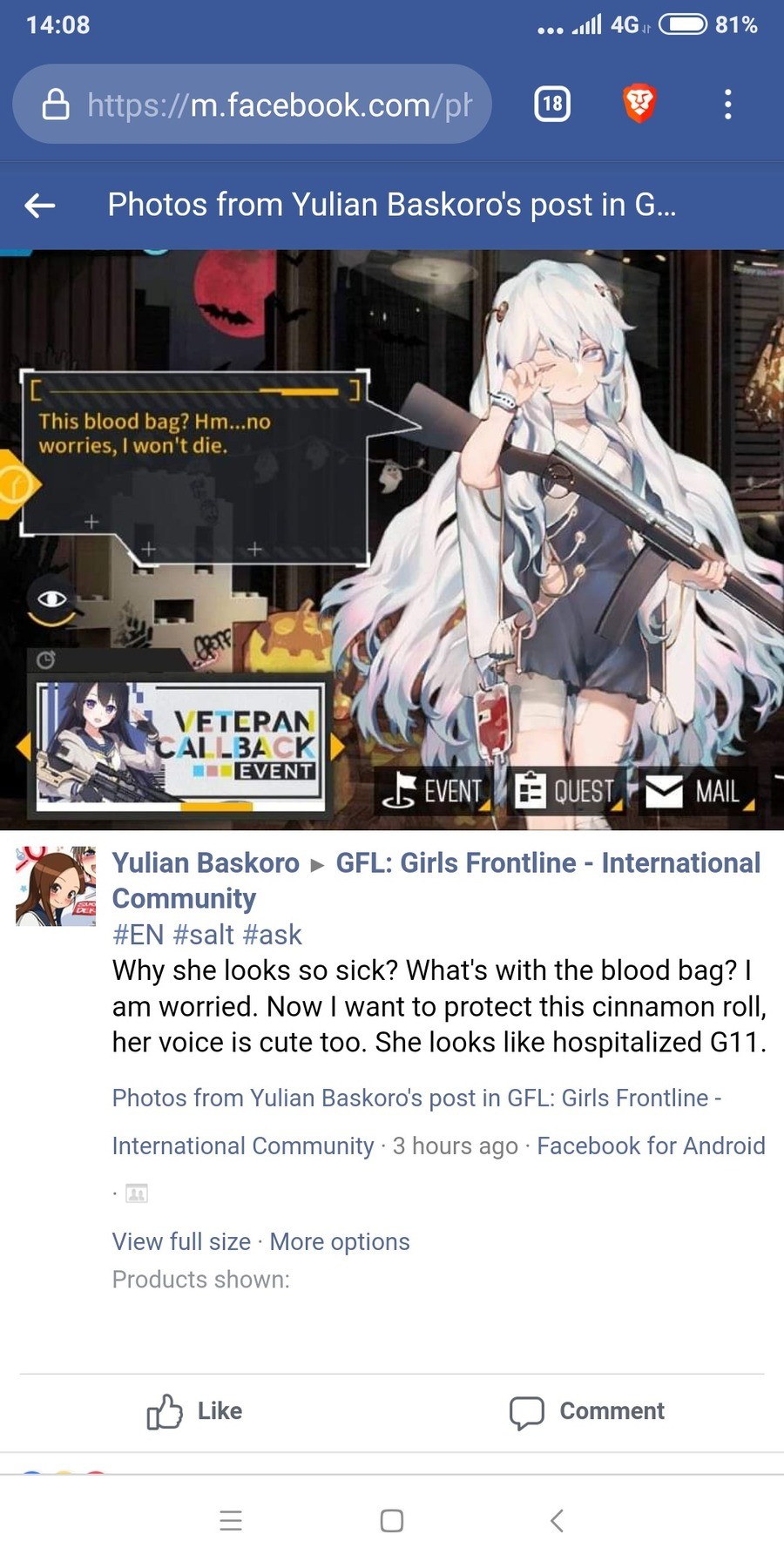 Hospitalized raifu. join list: GirlsFrontline (620 subs)Mention Clicks: 151180Msgs Sent: 627924Mention History Do I event want to send her to fight? .. Ofcourse It's what she wants, isn't it?