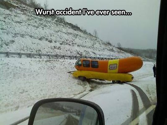 Hotdog pun accident. .. German Witze are the Wurst